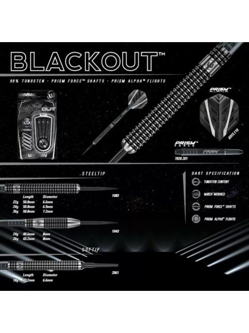 Dart szett Winmau steel BLACK OUT 90% 