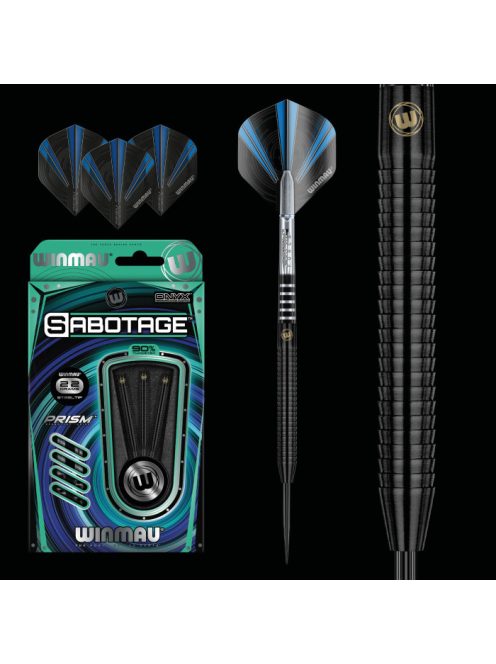 Darts steel szett Winmau Sabotage Black 22g 90% wolfram