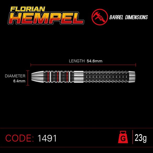 DART SZETT WINMAU STEEL FLORIAN HEMPEL 23G, 90% 