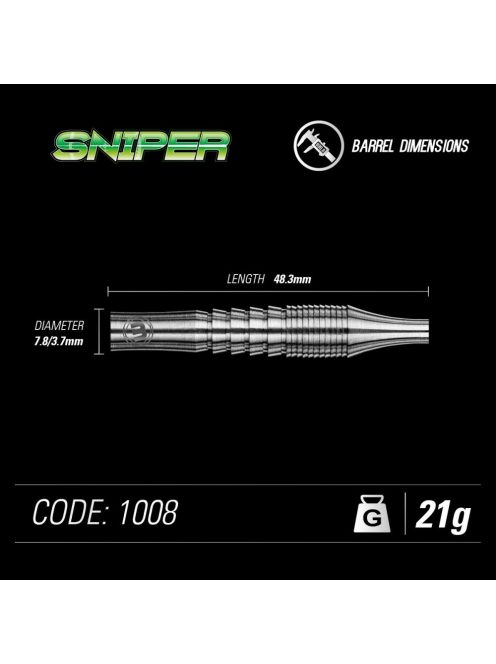 DART SZETT STEEL WINMAU SNIPER 21G, 90% WOLFRAM