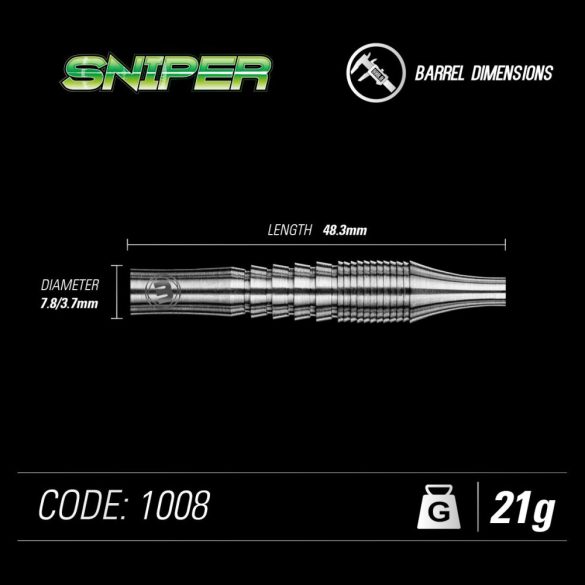 DART SZETT STEEL WINMAU SNIPER 21G, 90% WOLFRAM