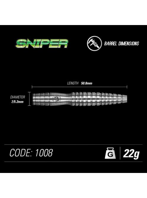 DART SZETT STEEL WINMAU SNIPER 22G, 90% WOLFRAM