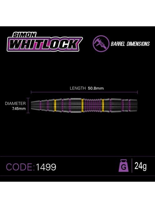 DART SZETT STEEL WINMAU SIMON WHITLOCK PRO-SERIES 24G, 85% WOLFRAM (utolsó darabok)