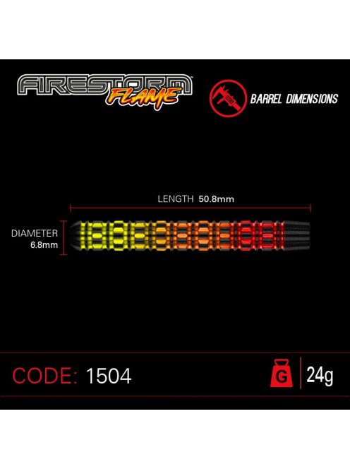 DART SZETT STEEL WINMAU FIRESTORM FLAME PARALLEL 24G, 90% WOLFRAM