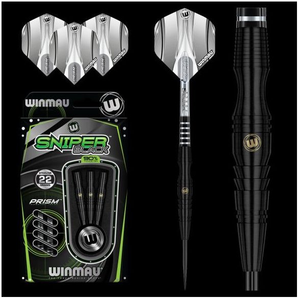 DART SZETT STEEL WINMAU SNIPER, BLACK, 22G, 90% WOLFRAM