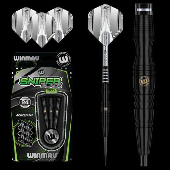 DART SZETT STEEL WINMAU SNIPER BLACK 24G, 90% WOLFRAM