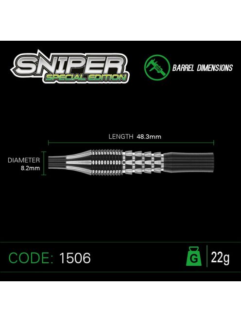  DART SZETT STEEL WINMAU SNIPER S.E. 22G, 90% WOLFRAM