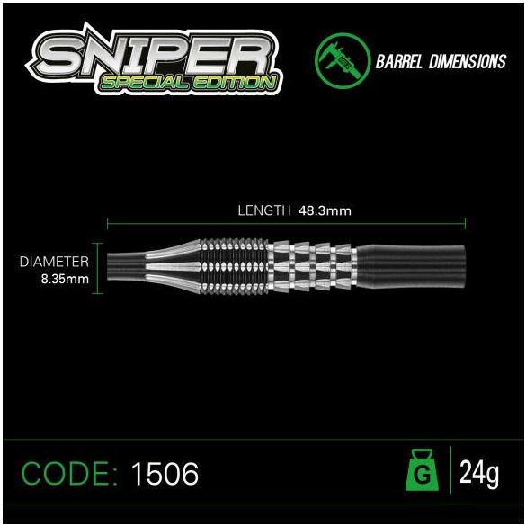 DART SZETT STEEL WINMAU SNIPER S.E. 24G, 90% WOLFRAM