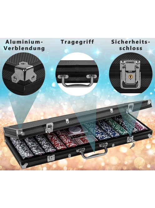 Northstar pókerkészlet 500db-os, számozott lézeres, fekete alu kofferben