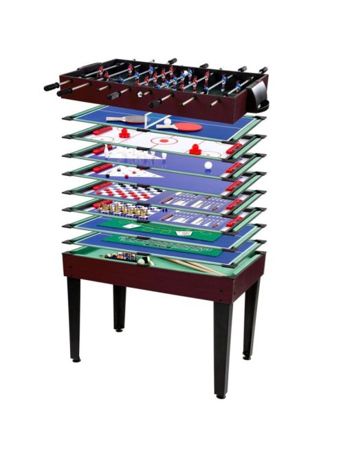 multifunctional gaming table 15 in one Northstar in dark brown (foosball, billiards, ping-pong, taifun, chess, poker, roulette, etc.)