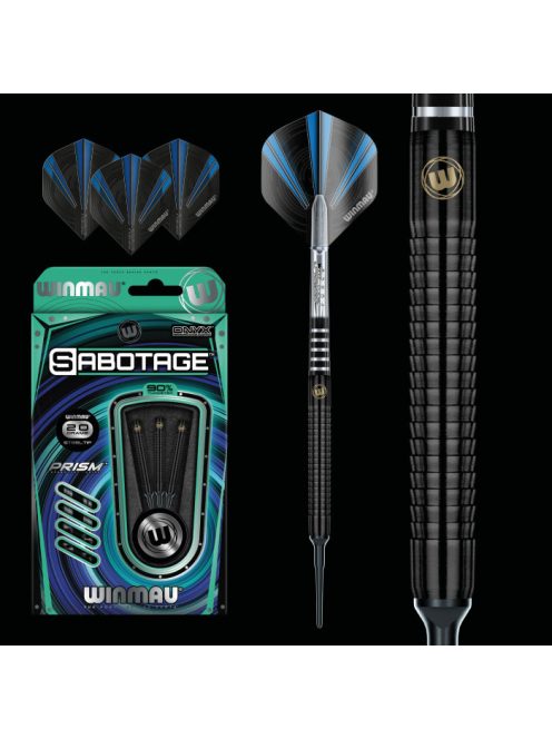 Darts soft szett Winmau Sabotage Black 20g, 90% wolfram