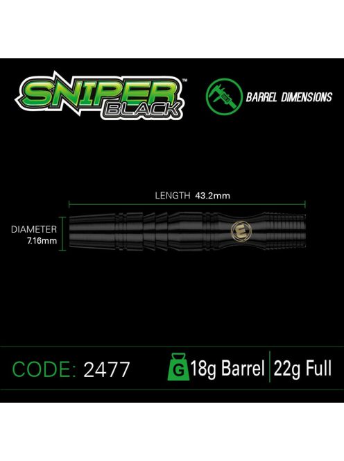 DART SZETT SOFT WINMAU SNIPER BLACK 20G, 90% WOLFRAM