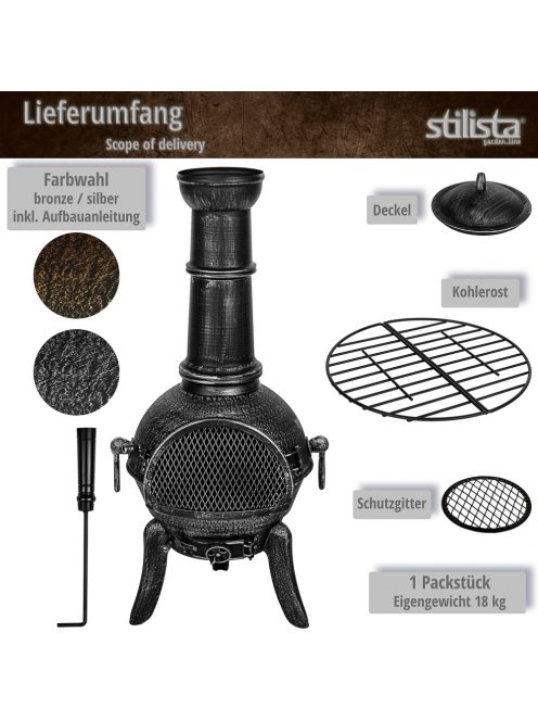 STILISTA®outdoorstove 112 cm, patio stove, silver