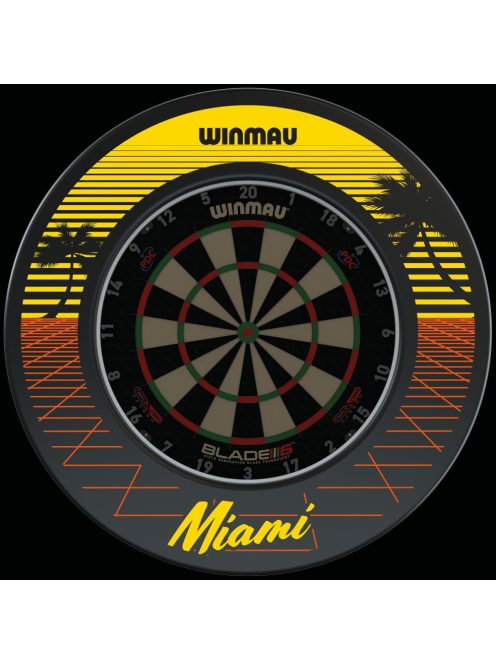 WINMAU FALVÉDŐ DART TÁBLA KÖRÉ FEKETE , MIAMI FELIRATTAL