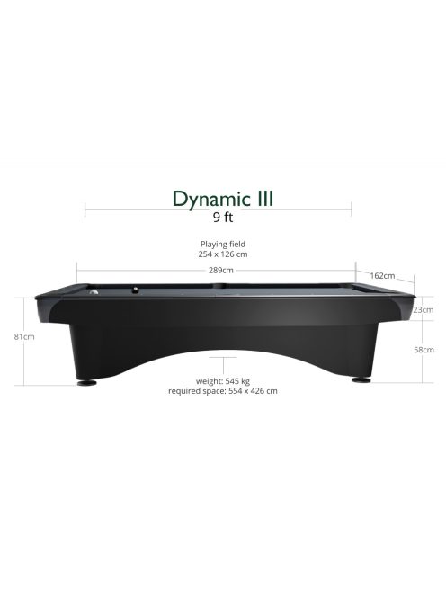 pool biliárdasztal Dynamic III, 9' , black, matt finish