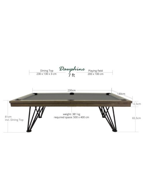 Billiard table / Dining table, Dauphine, Silver Oak, 8' or 7' size