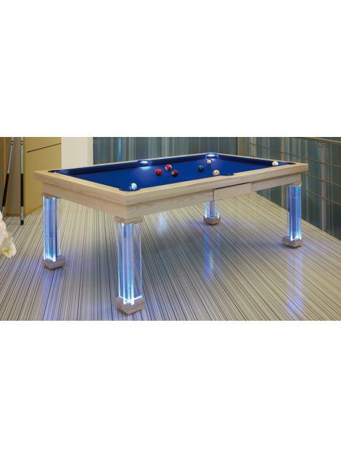 POOL ASZTAL MONACO 8′ LED KÉK, ÜVEG BURKOLAT