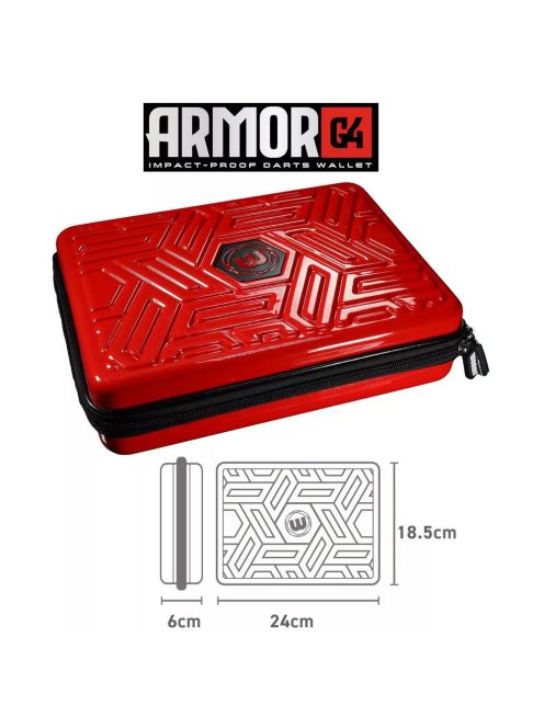 Darts tok Winmau Armor G4 - piros, négy szett nyílhoz