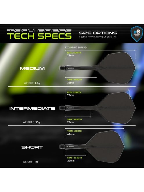 DARTS TOLL ÉS SZÁR EGYBEN WINMAU FUSION FEKETE, STANDARD TOLL ÉS RÖVID SZÁR