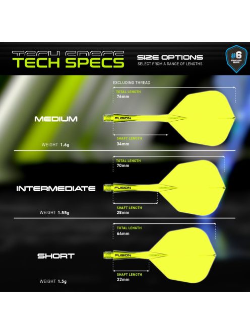 DARTS TOLL ÉS SZÁR EGYBEN WINMAU FUSION SÁRGA, STANDARD TOLL ÉS KÖZEPES SZÁR