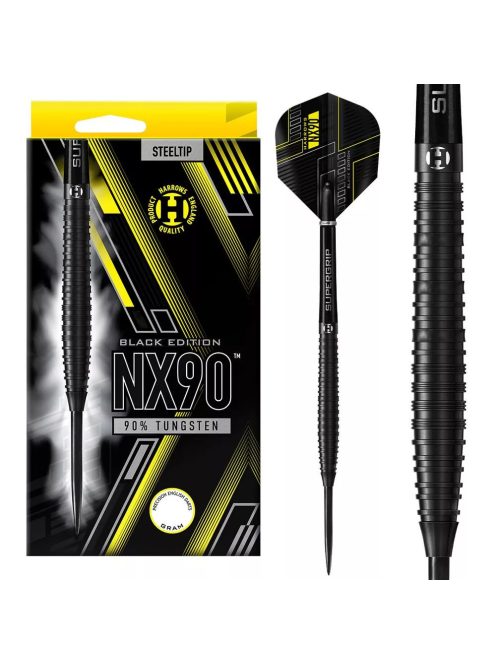 DART SZETT STEEL HARROWS NX90 BLACK EDITION 22G, 90% WOLFRAM