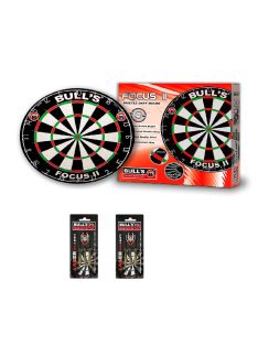   Bull's Focus II hivatalos verseny darts tábla + 2 szett Bull's Laser steel nyíl