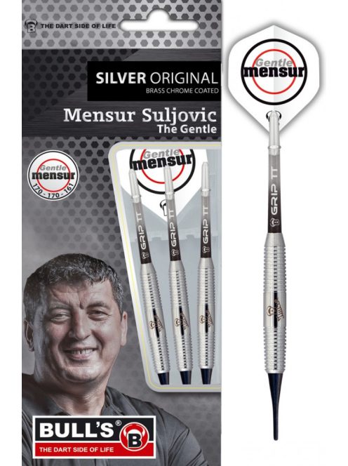 dart szett BULL'S "Mensur Suljovic" Team Player silver Soft Dart 18gr