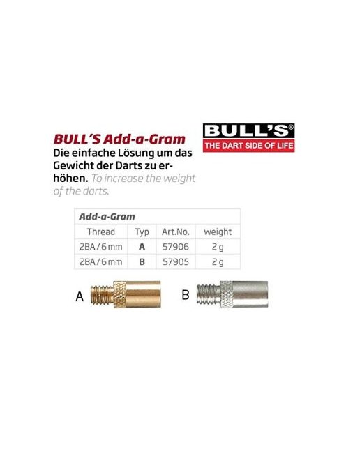 Bull's Darts plusz súly 2g/db 2B/A standard menetes