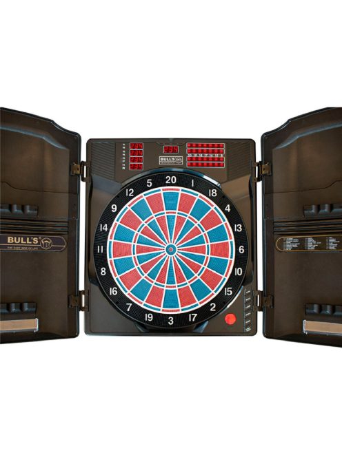 Bull's Masterscore profi elektromos darts tábla kabinetben, Russ Bray "The Voice" hangjával (2 év garancia!)