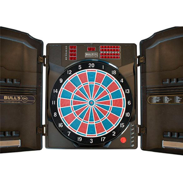 Bull's Masterscore profi elektromos darts tábla kabinetben, Russ Bray "The Voice" hangjával (2 év garancia!)