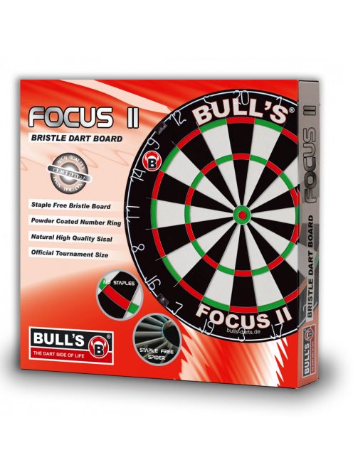 Bull's Focus II hivatalos verseny darts tábla, sisal kender, penge térrács (10db !!!)