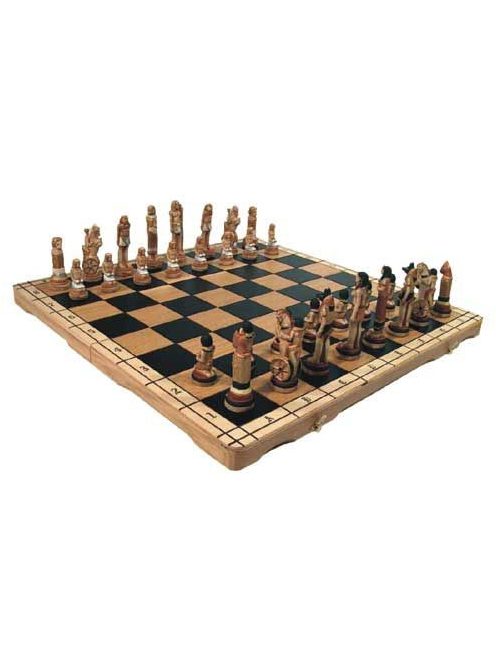 chess set Egypt (handmade board, and painted stone pieces)