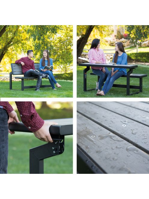 Garden bench convertible into dining bench, Buffalo, black and grey