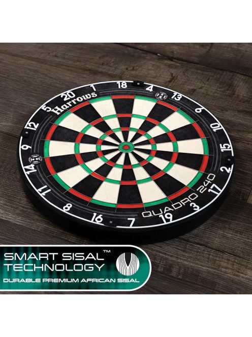 Darts tábla, Harrows Quadro 240, élezett dróttal, verseny minőségű, sisalból