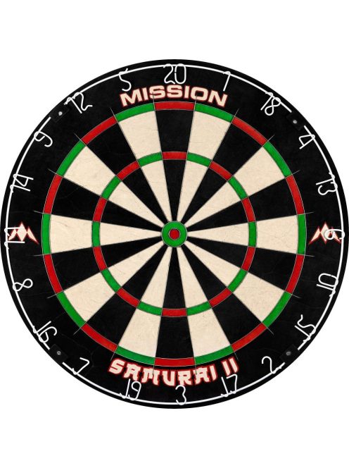 DARTS TÁBLA,SISAL, MISSION SAMURAI II, VERSENY MINŐSÉGŰ, ÉLEZETT DRÓTTAL