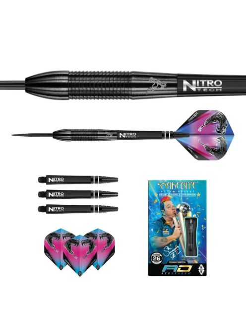 Dart szett Red Dragon steel Peter Wright Snakebite 3 Black 26g, 90% wolfram