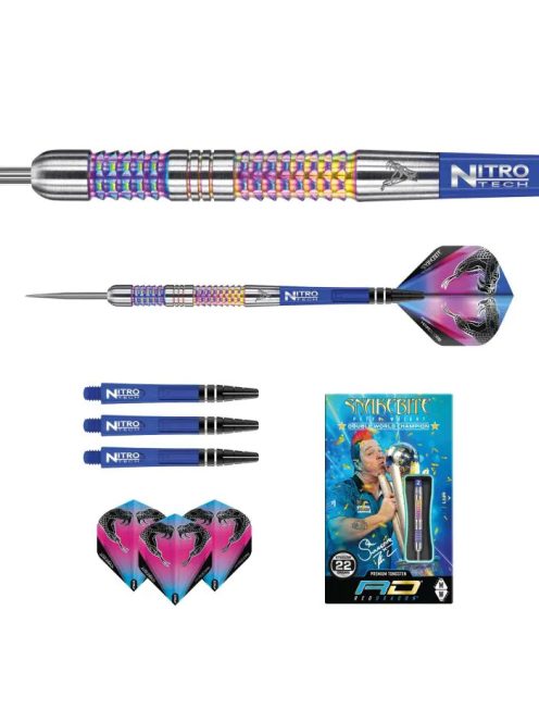 Dart szett Red Dragon steel Peter Wright Snakebite Rainbow Mamba 22g 90% Wolfram