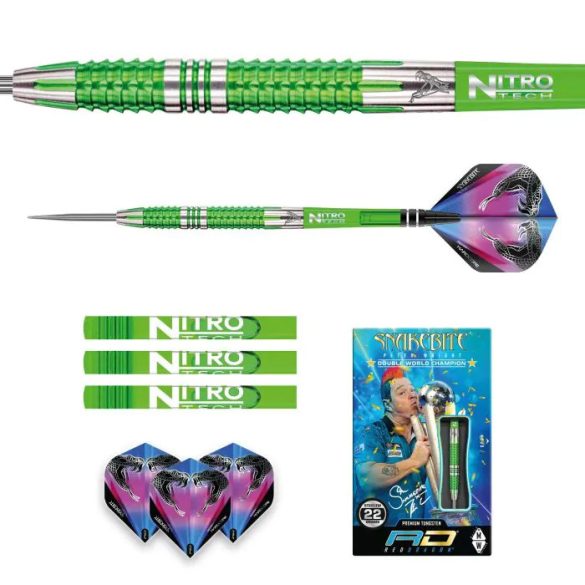 Dart szett Red Dragon steel Peter Wright Snakebite Mamba 22g, 90% Wolfram