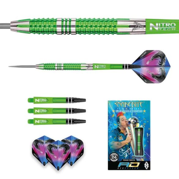 Dart szett Red Dragon steel Peter Wright Snakebite Mamba 24g, 90% Wolfram