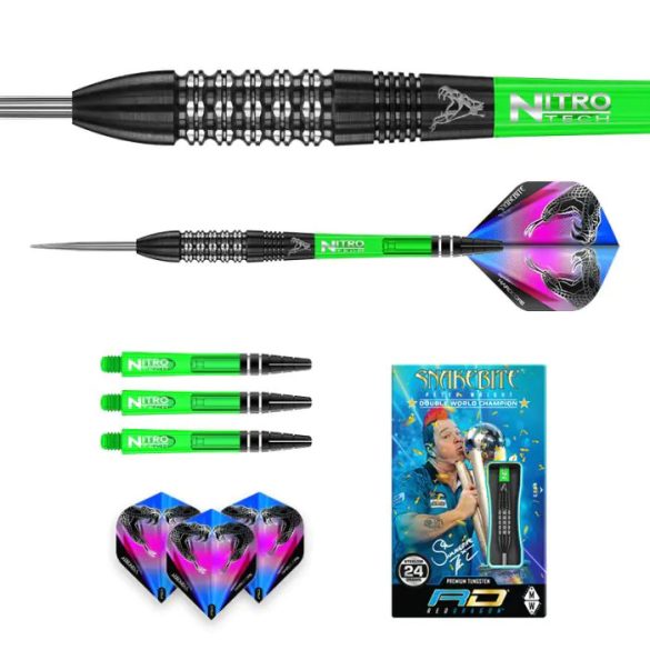 Dart szett Red Dragon steel Peter Wright Black strike 90% wolfram, 24g