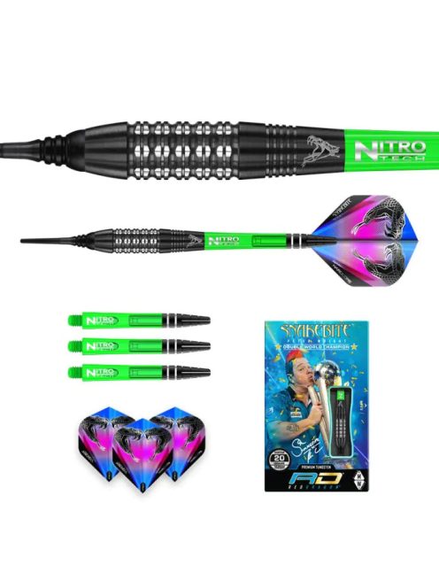 DART SZETT RED DRAGON SOFT PETER WRIGHT, SNAKEBITE BLACK STRIKE 90% WOLFRAM, 20G