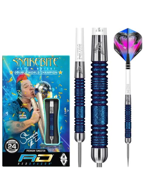 Dart szett Red Dragon steel Peter Wright Snakebite Euro11 Element Blue, 24g, 90% wolfram