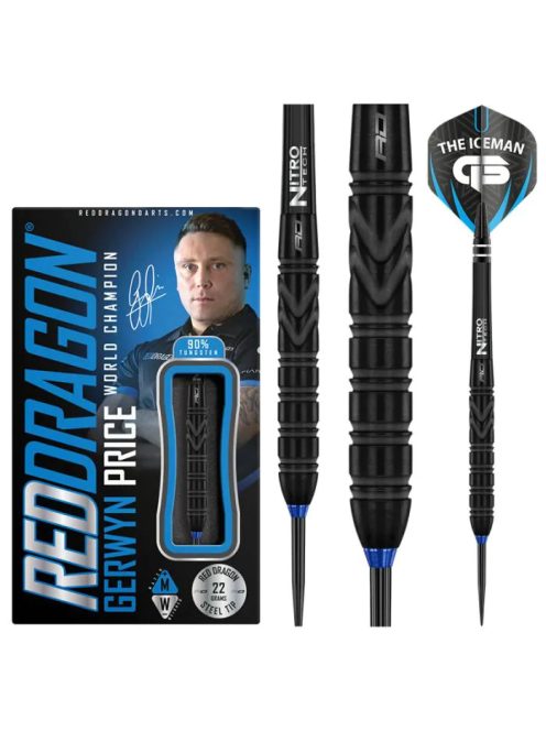 Dart szett Red Dragon steel Gerwyn Price Back to Black 22g, 90% wolfram