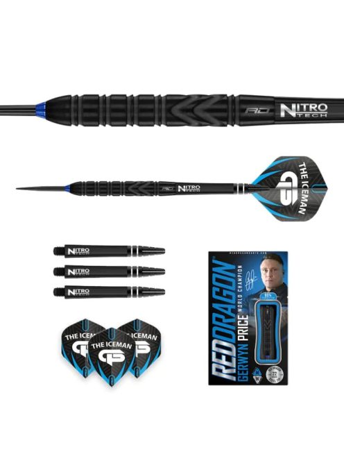 Dart szett Red Dragon steel Gerwyn Price Back to Black 22g, 90% wolfram