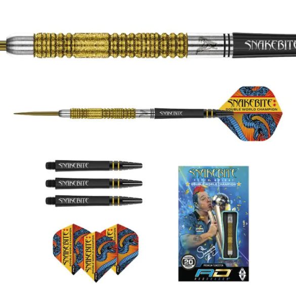 DART SZETT RED DRAGON STEEL PETER WRIGHT DOUBLE WORLD CHAMPION GOLD PLUS 20G, 90% WOLFRAM