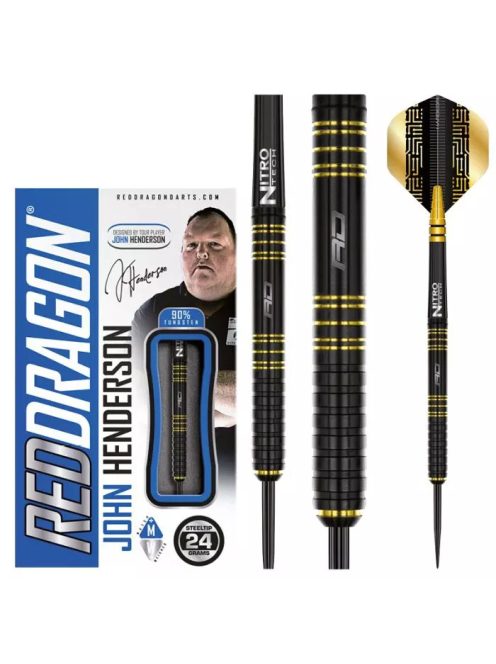 DART SZETT STEEL RED DRAGON JOHN HENDERSON SPECIAL EDITION, 24G 90% 