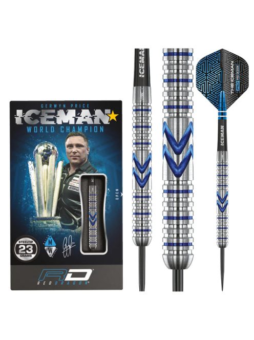 DART SZETT STEEL RED DRAGON GERWYN PRICE ICEMAN MIDNIGHT EDITION 23G 90% WOLFRAM