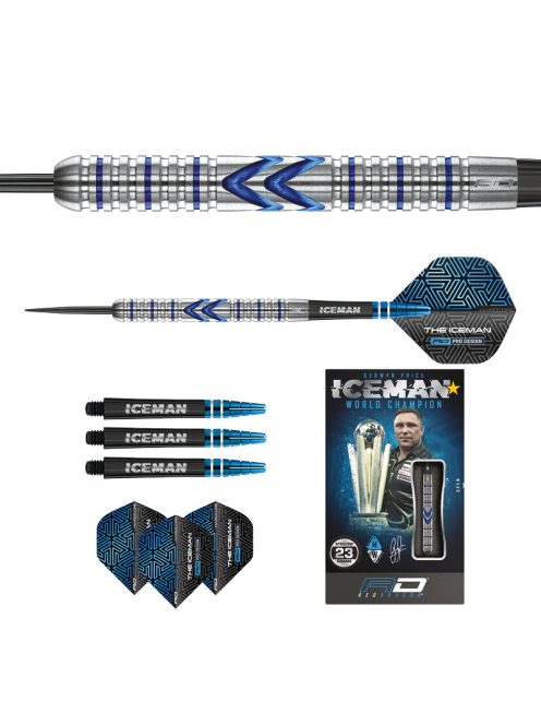 DART SZETT STEEL RED DRAGON GERWYN PRICE ICEMAN MIDNIGHT EDITION 23G 90% WOLFRAM