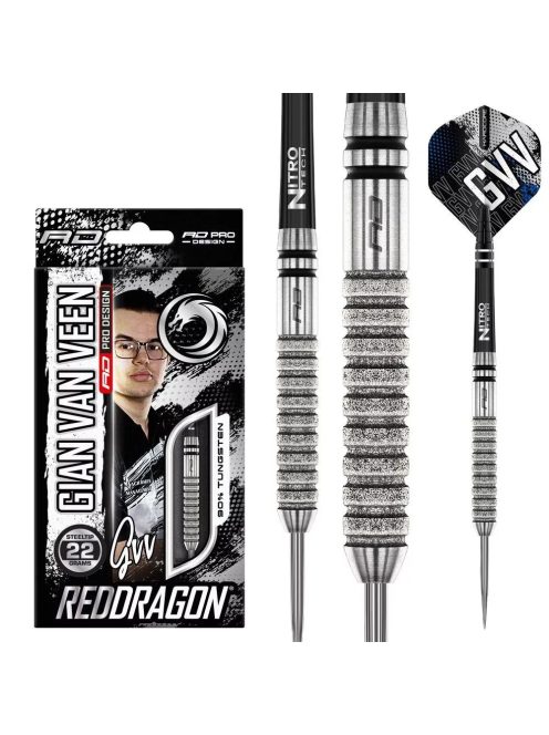 Dart szett steel Red Dragon Gian Van Veen Tour Edition 22g, 90%