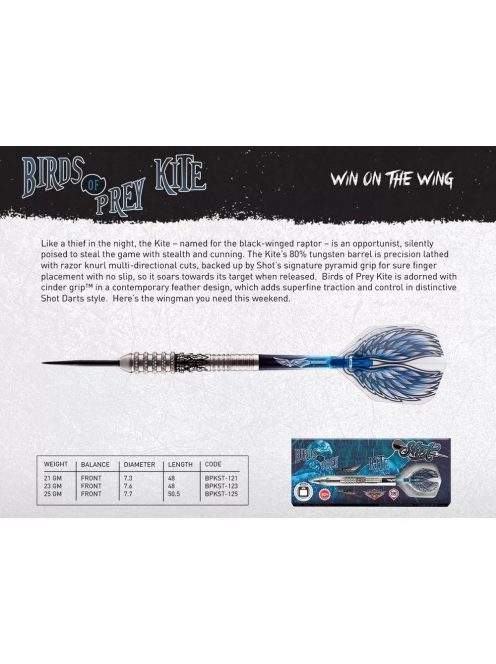 DARTS SZETT STEEL SHOT BIRDS OF PREY KITE 23G, 80% WOLFRAM